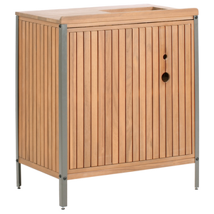 Mobile da giardino in legno di acacia a 2 ante e 2 ripiani con lavello e rubinetto 50 x 80 x 92 cm Piano in legno massiccio Marrone Giardino Cucina Pranzo