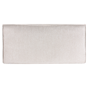 Divano 2 posti ad angolo con schienale in tessuto imbottito e cuscini beige chiaro lato sinistro stile moderno