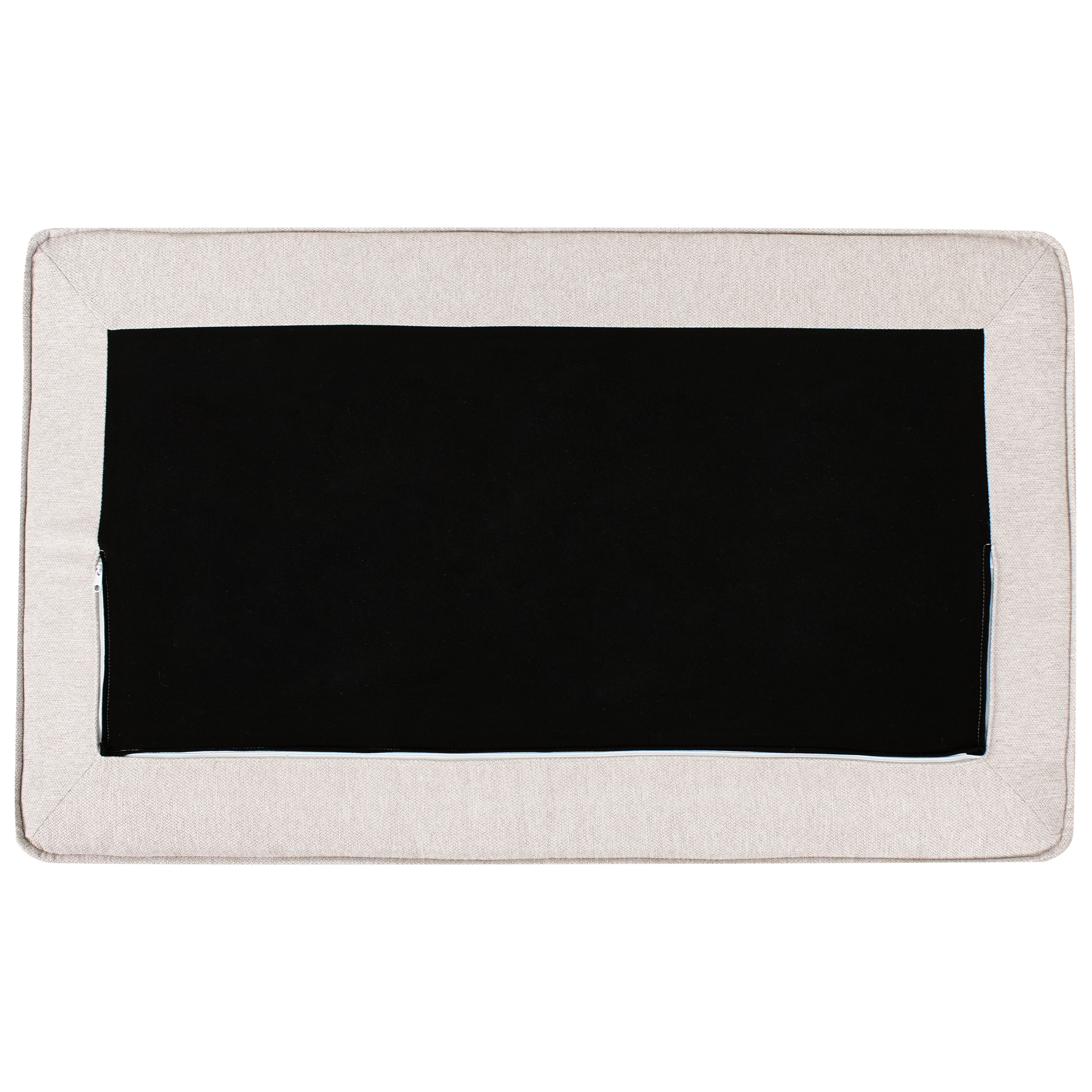 Divano 2 posti ad angolo con schienale in tessuto imbottito e cuscini beige chiaro lato sinistro stile moderno