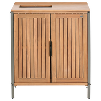 Mobile da cucina per esterni marrone con lavello in legno d'acacia nero con lavello 2 ripiani 2 ante 50 x 80 x 92 cm Giardino Cucina Pranzo