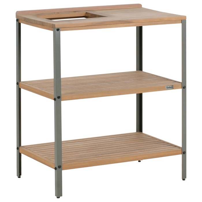 Isola da cucina per esterni marrone e nera con lavello in legno d'acacia 2 ripiani con top 50 x 80 x 92 cm Giardino Cucina Pranzo