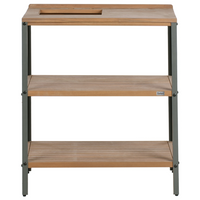 Isola da cucina per esterni marrone e nera con lavello in legno d'acacia 2 ripiani con top 50 x 80 x 92 cm Giardino Cucina Pranzo