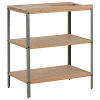 Isola da cucina per esterni marrone e nera con lavello in legno d'acacia 2 ripiani con top 50 x 80 x 92 cm Giardino Cucina Pranzo