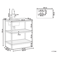 Isola da cucina per esterni marrone e nera con lavello in legno d'acacia 2 ripiani con top 50 x 80 x 92 cm Giardino Cucina Pranzo