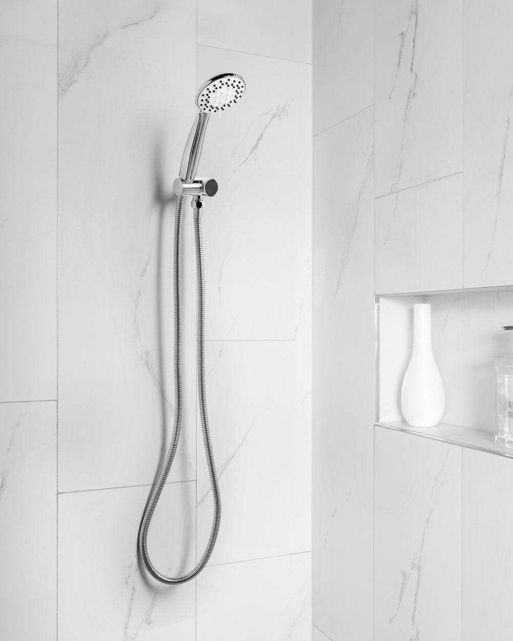 Set doccia con tubo flessibile 3 modalità di spruzzo Metallo argento classico moderno