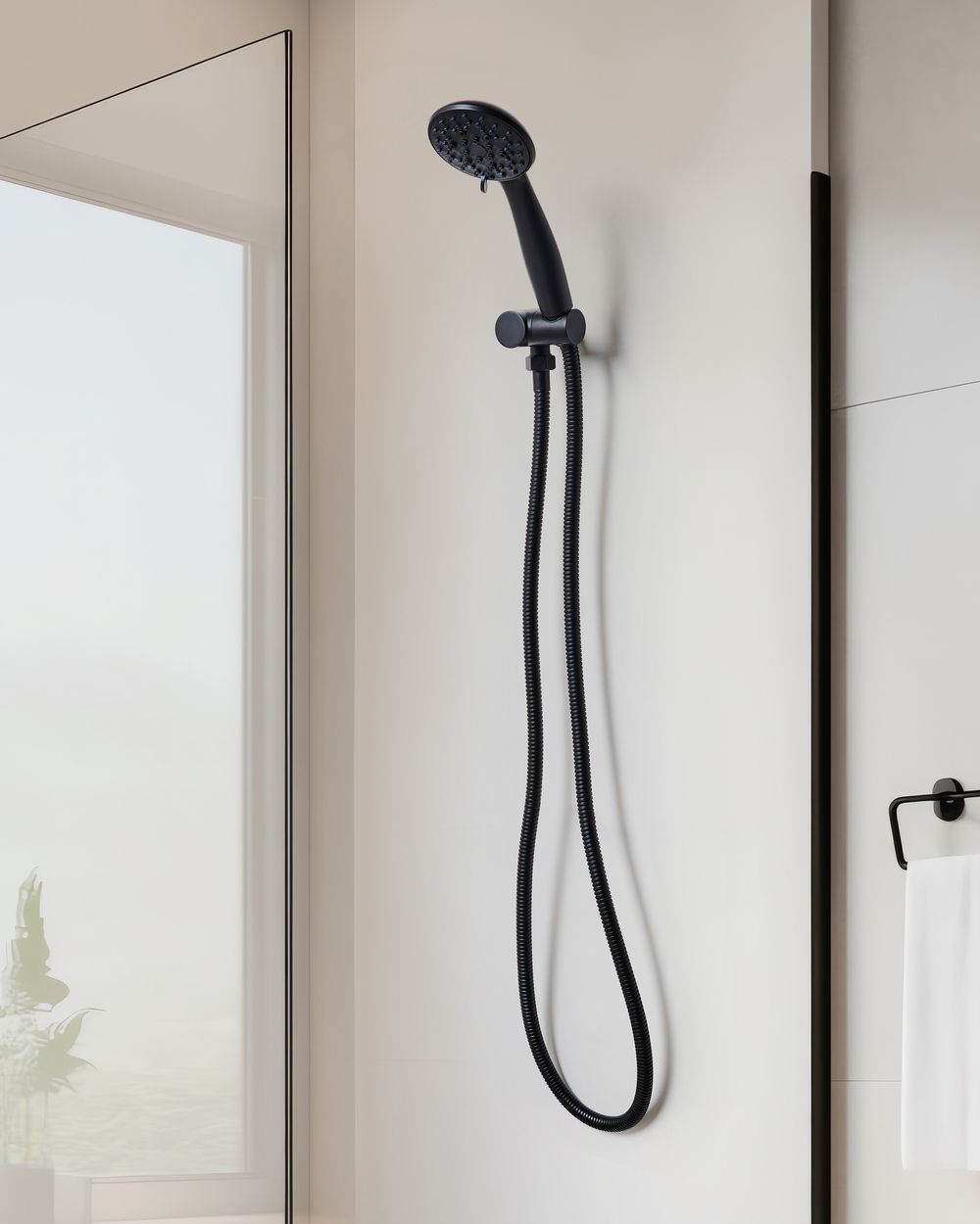 Set doccia con tubo flessibile 3 modalità di spruzzo Metallo nero classico moderno