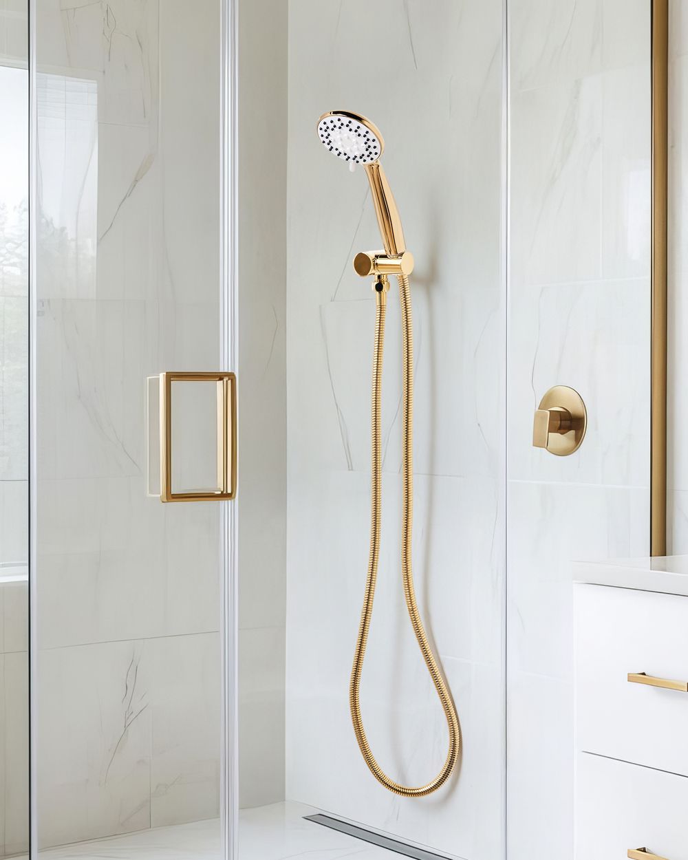 Set doccia con tubo flessibile 3 modalità di spruzzo Metallo oro classico moderno