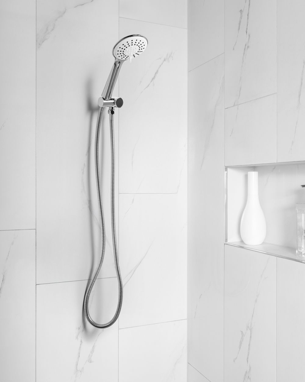 Set doccia con tubo flessibile 3 modalità di spruzzo Metallo argento Tumple
