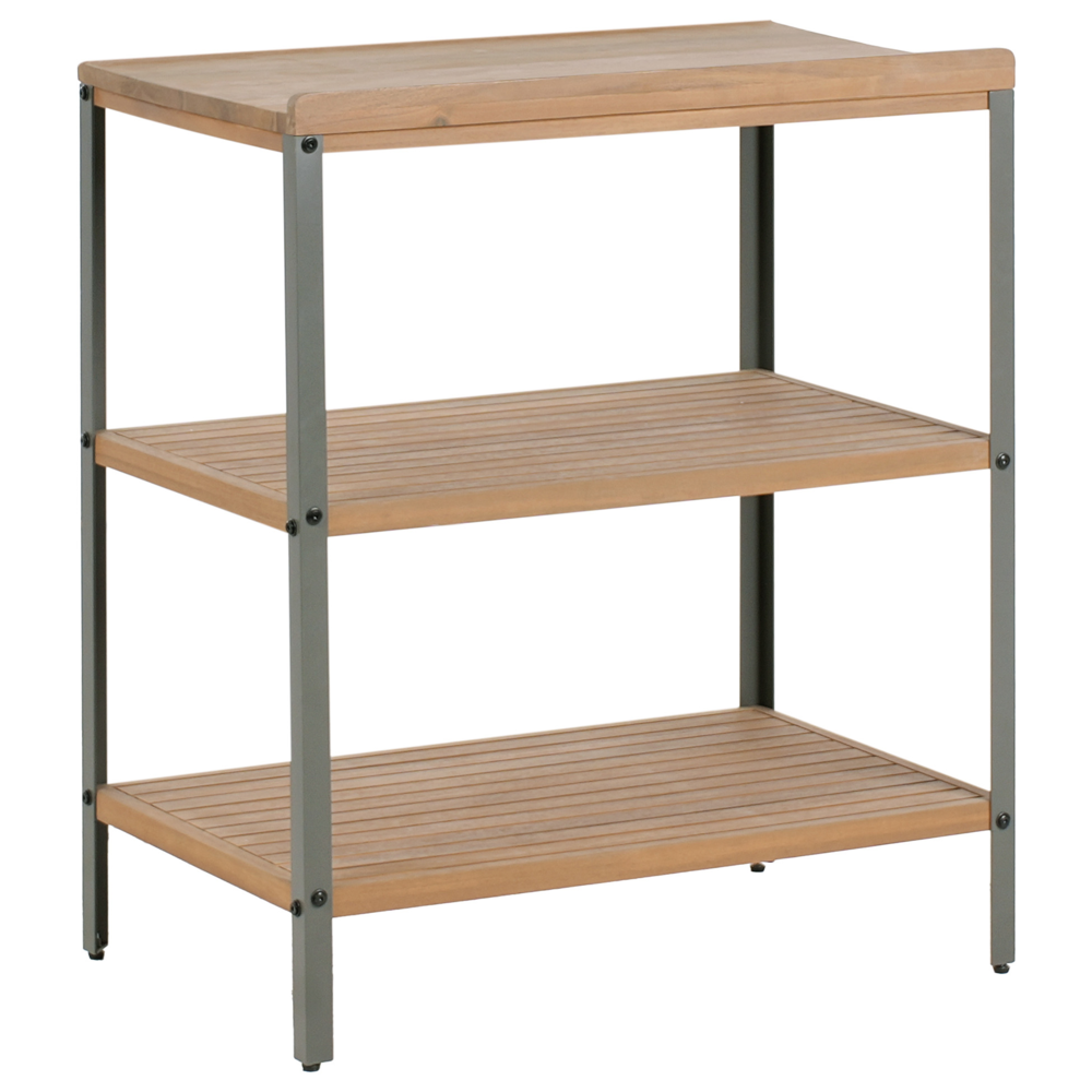 Cucina da esterno 3 elementi in legno di acacia con lavello e rubinetto in acciaio inox in legno massiccio marrone