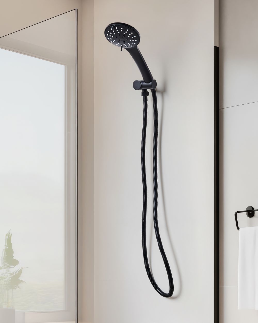 Set doccia classico moderno con tubo 4 modalità di getto Metallo nero