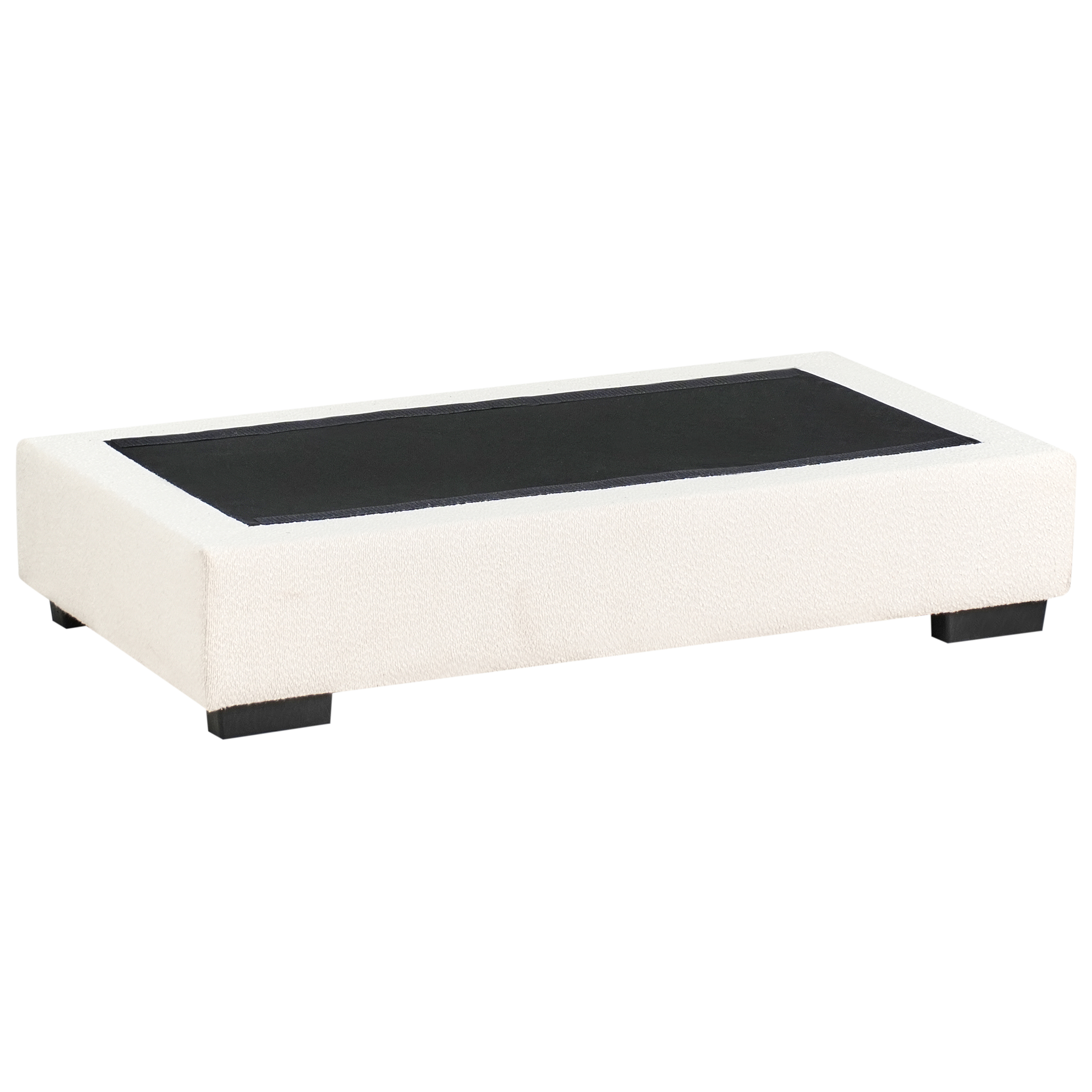 Pouf imbottito in bouclé bianco sporco rettangolare stile moderno minimalista