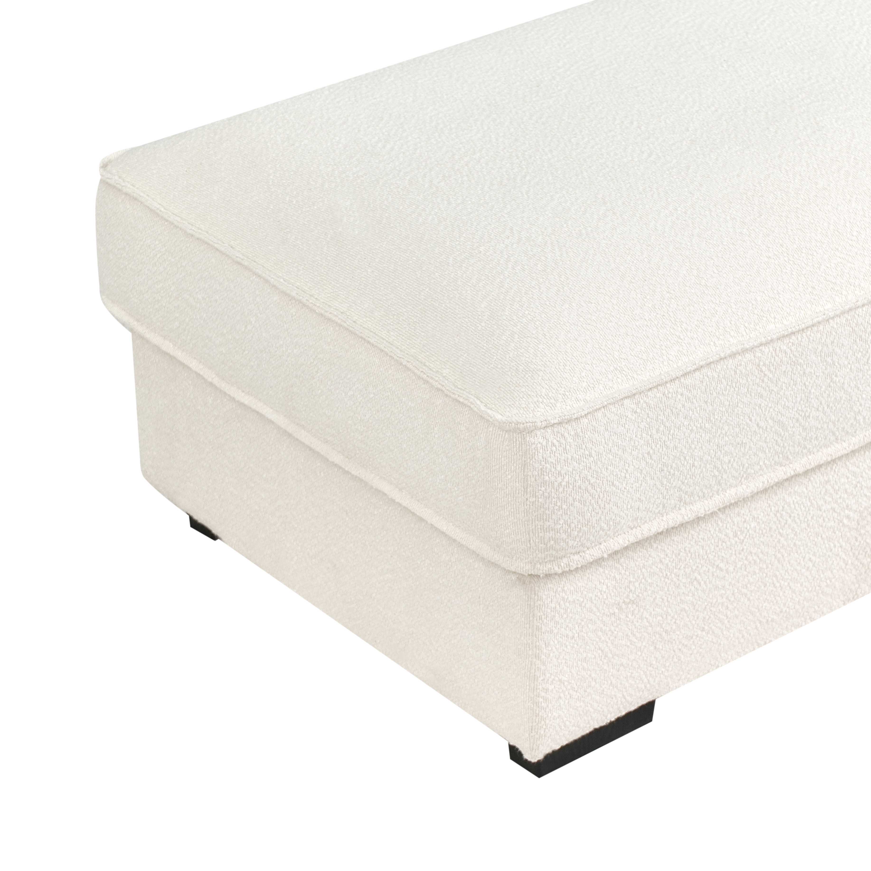 Pouf imbottito in bouclé bianco sporco rettangolare stile moderno minimalista