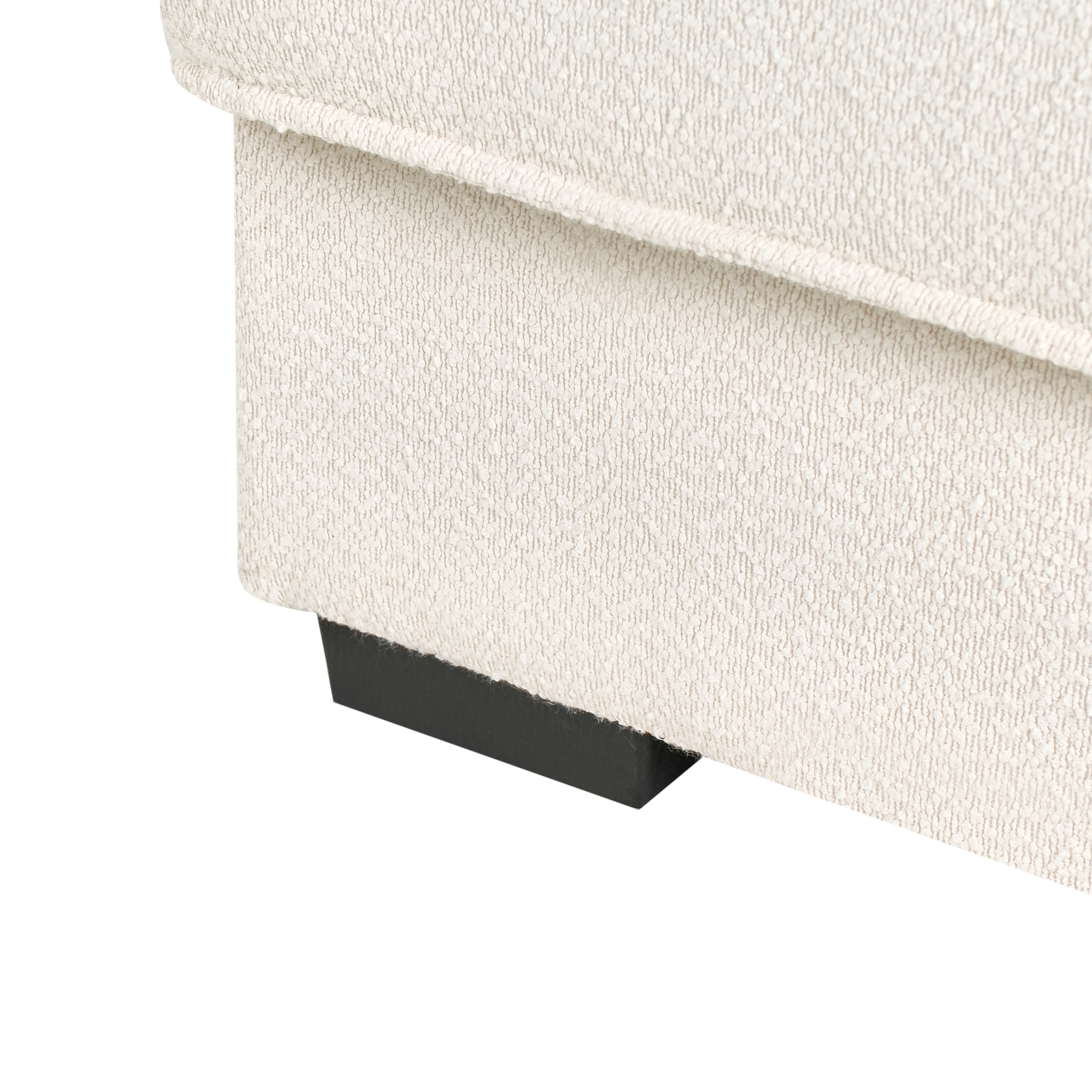 Pouf imbottito in bouclé bianco sporco rettangolare stile moderno minimalista