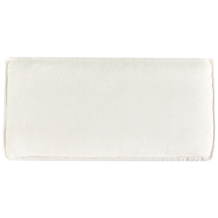 Pouf imbottito in bouclé bianco sporco rettangolare stile moderno minimalista