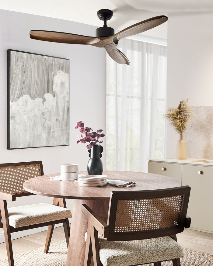 Ventilatore da soffitto in legno massiccio marrone Telecomando 5 opzioni di velocità Soggiorno rustico tradizionale Camera da letto