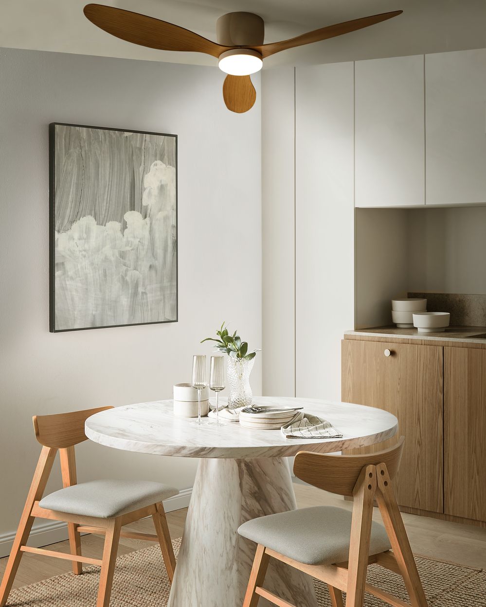 Ventilatore da soffitto con telecomando Illuminazione a LED Telecomando 5 opzioni di velocità 3 luci Marrone stile moderno soggiorno