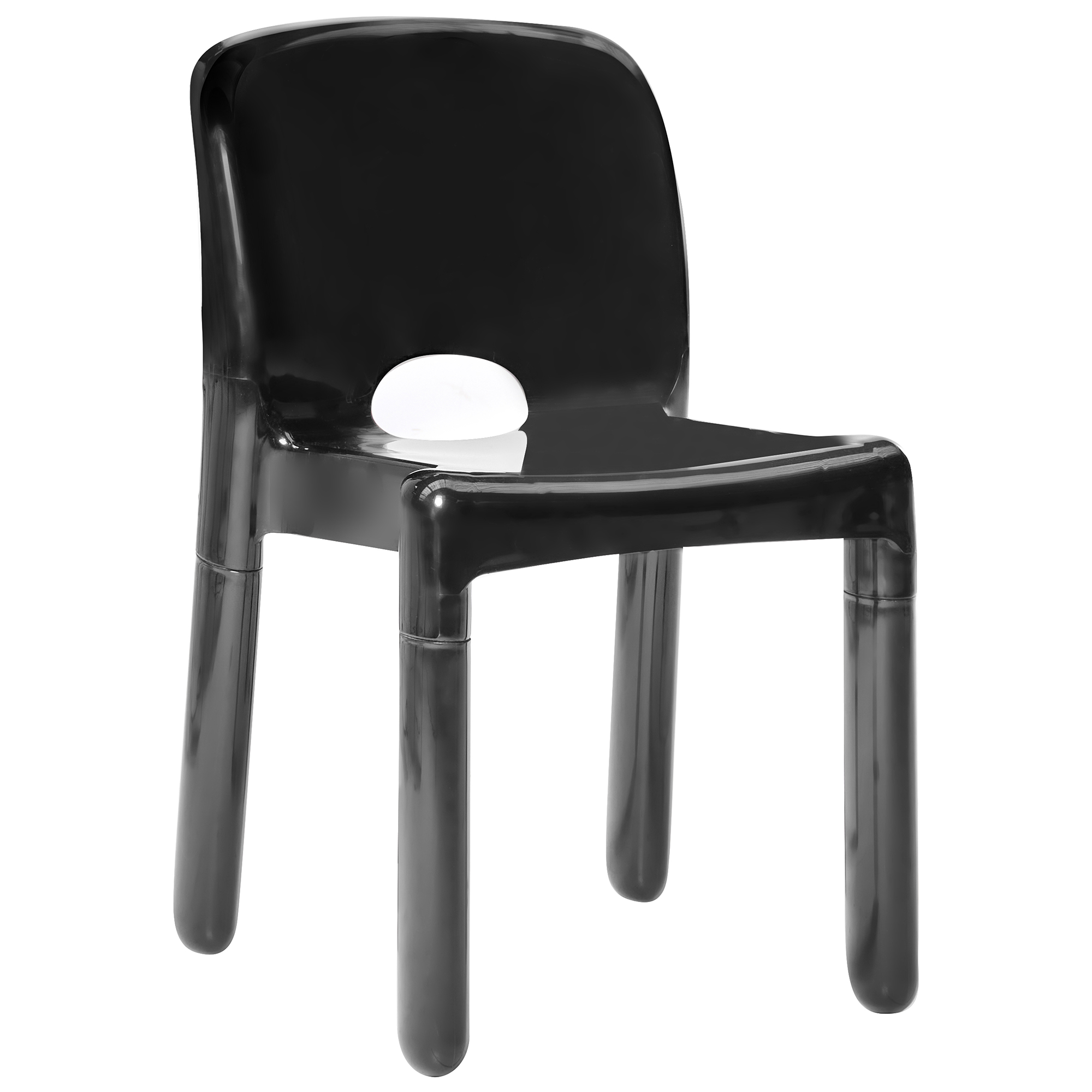 Set di 4 sedie da pranzo in plastica per interni e per esterni senza braccioli impilabili nero stile minimalista