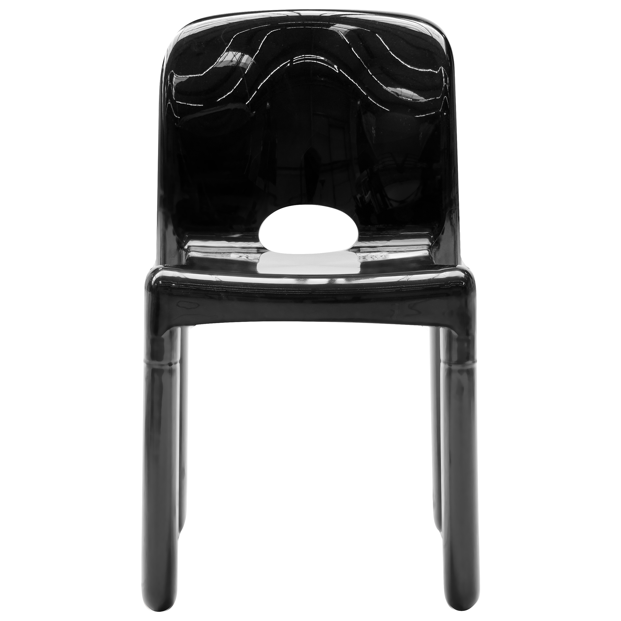 Set di 4 sedie da pranzo in plastica per interni e per esterni senza braccioli impilabili nero stile minimalista