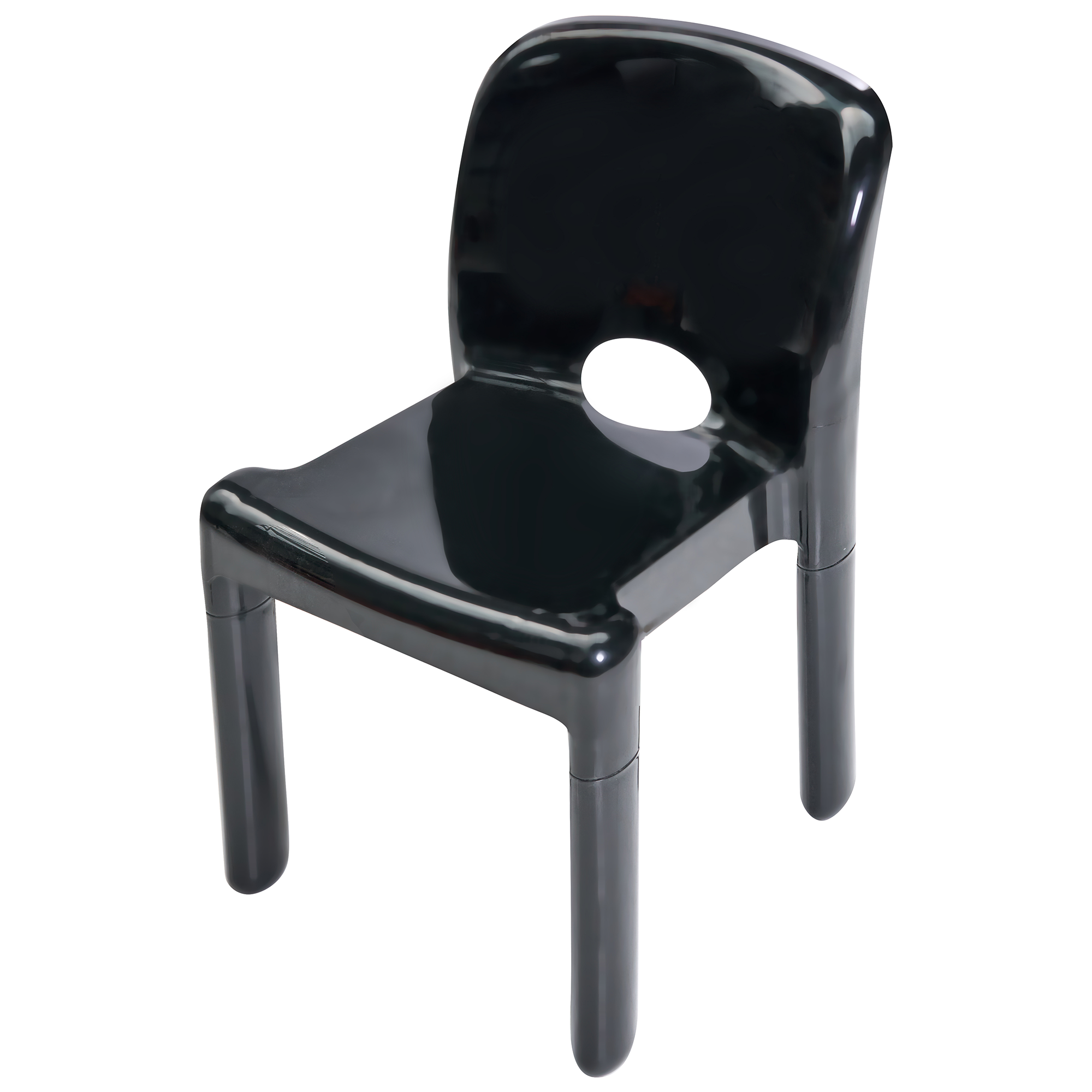 Set di 4 sedie da pranzo in plastica per interni e per esterni senza braccioli impilabili nero stile minimalista