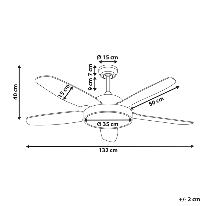 Ventilatore da soffitto con Telecomando 5 opzioni di velocità Ottone stile rustico soggiorno
