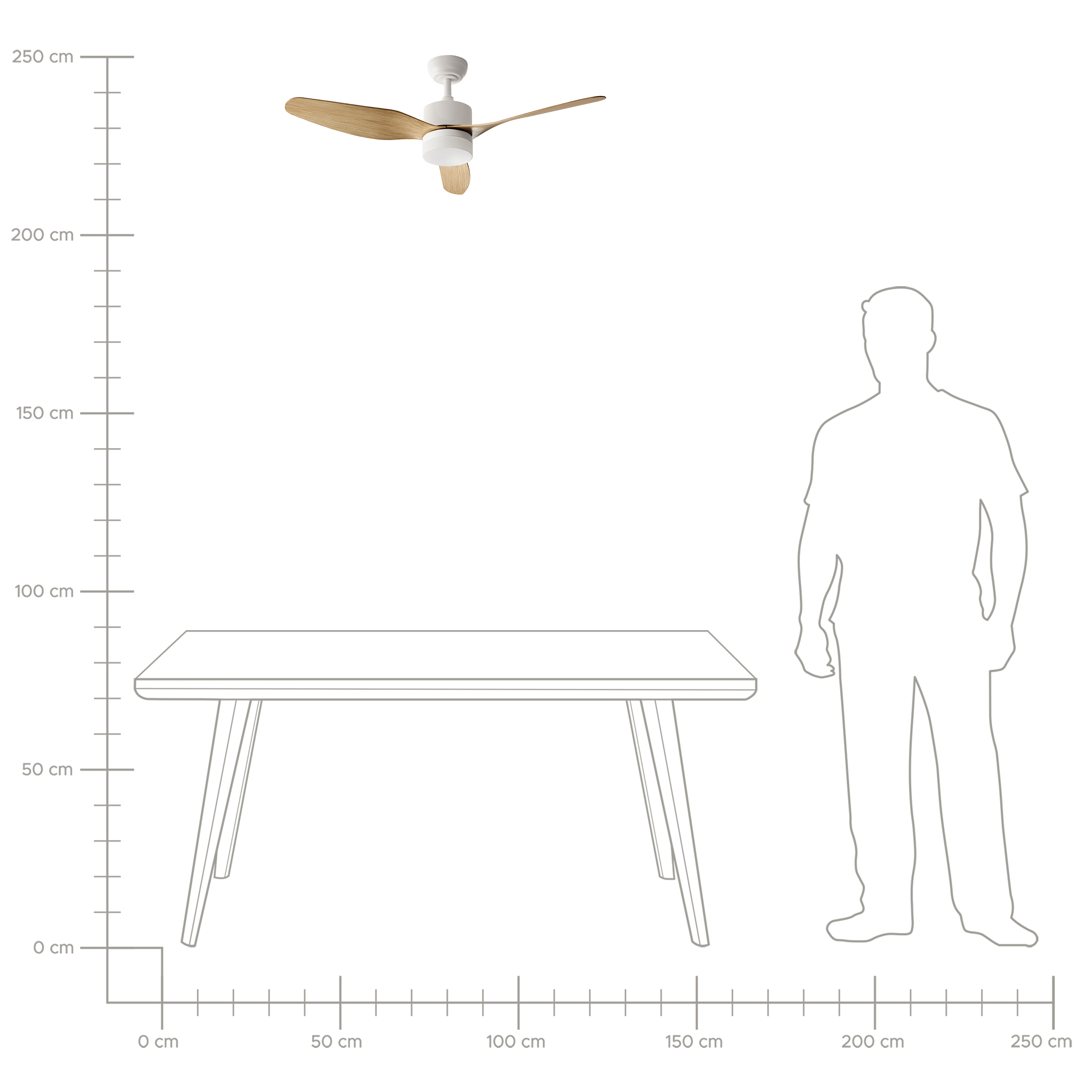 Lampadario con Ventilatore Radiocomandato marrone chiaro 3 velocità timer regolazione della luce