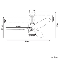 Lampadario con Ventilatore Radiocomandato marrone chiaro 3 velocità timer regolazione della luce