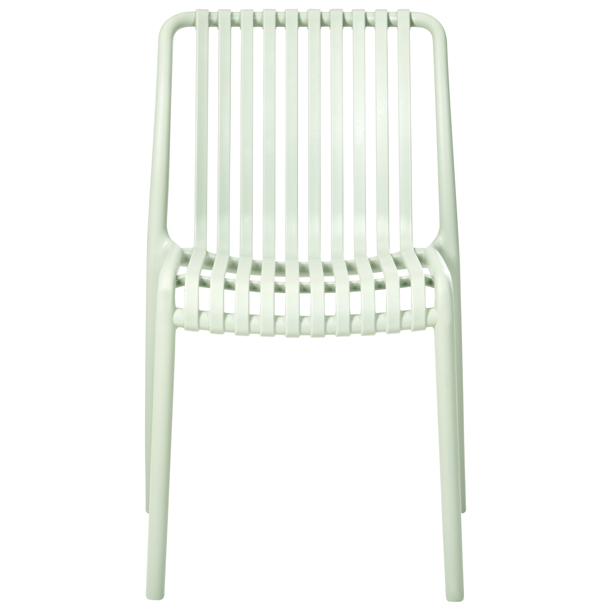 Set di 4 sedie da pranzo in plastica per esterni senza braccioli impilabili Verde chiaro stile minimalista