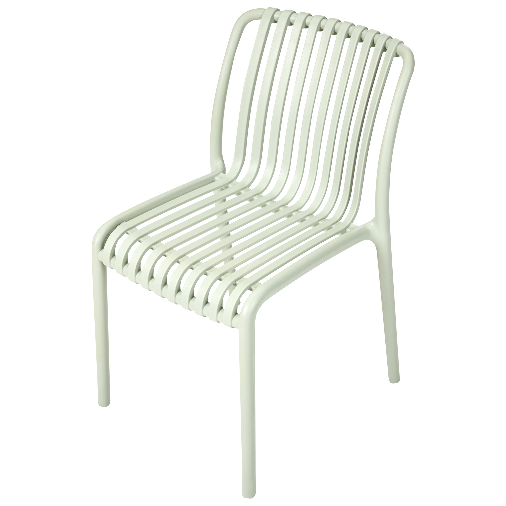 Set di 4 sedie da pranzo in plastica per esterni senza braccioli impilabili Verde chiaro stile minimalista