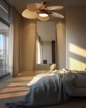Lampadario con Ventilatore Radiocomandato Oro 3 Velocità Interruttore Timer Regolazione Luce Glam