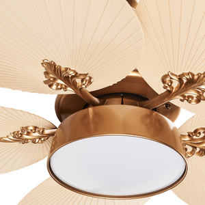 Lampadario con Ventilatore Radiocomandato Oro 3 Velocità Interruttore Timer Regolazione Luce Glam
