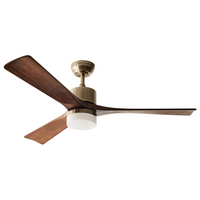 Lampadario con Ventilatore Radiocomandato Ottone Con Telecomando 3 Velocità Luce Timer Stile Moderno