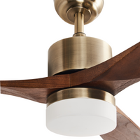 Lampadario con Ventilatore Radiocomandato Ottone Con Telecomando 3 Velocità Luce Timer Stile Moderno