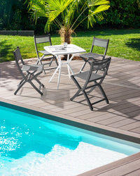 Set di 4 sedie da pranzo in plastica per esterni senza braccioli pieghevoli grigio scuro stile minimalista