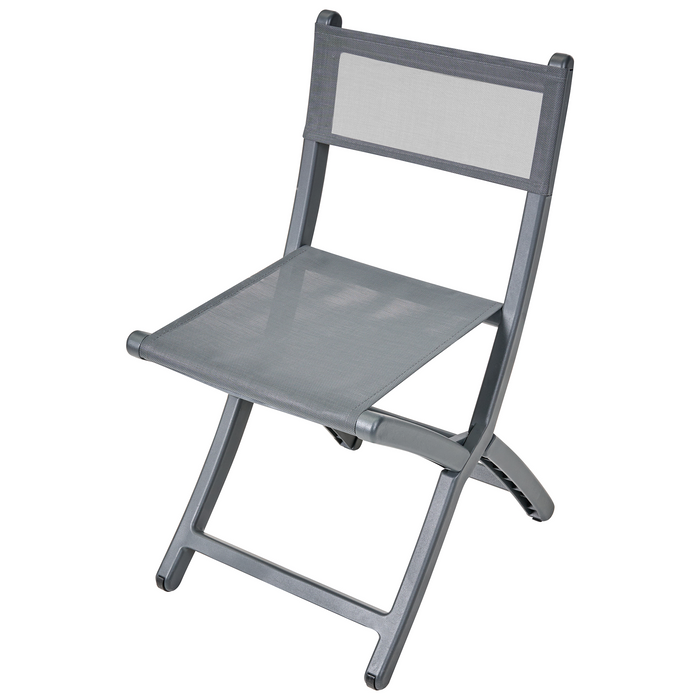 Set di 4 sedie da pranzo in plastica per esterni senza braccioli pieghevoli grigio scuro stile minimalista