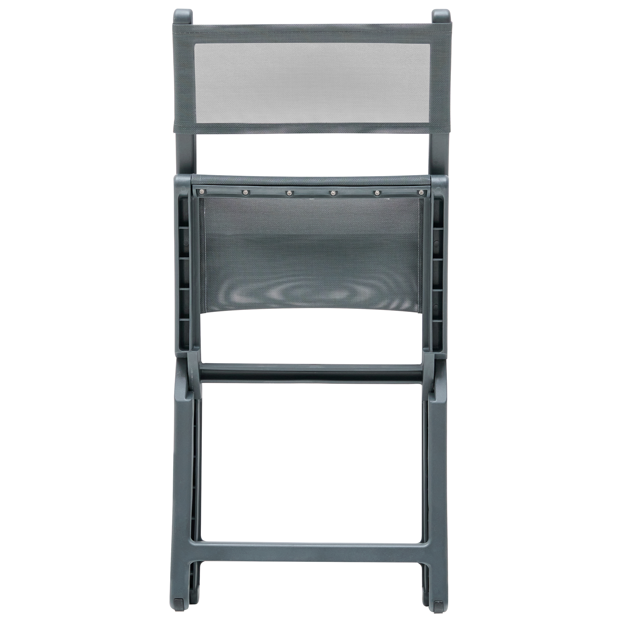 Set di 4 sedie da pranzo in plastica per esterni senza braccioli pieghevoli grigio scuro stile minimalista