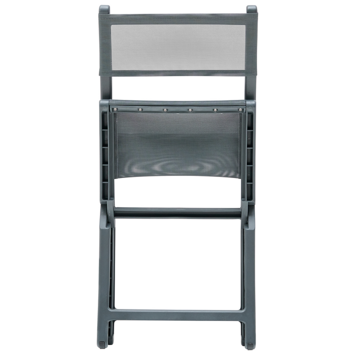 Set di 4 sedie da pranzo in plastica per esterni senza braccioli pieghevoli grigio scuro stile minimalista