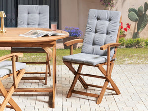 Set di 2 cuscini per sedute e schienale da esterno con lacci grigio stile elegante giardino