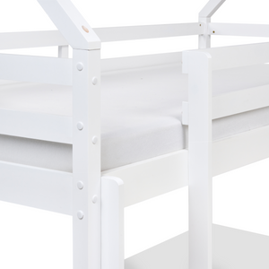 Letto a castello in legno di pino con cassetti bianchi e rosa 90 x 200 cm cameretta bambini