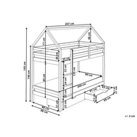 Letto a castello in legno di pino con cassetti bianchi e rosa 90 x 200 cm cameretta bambini