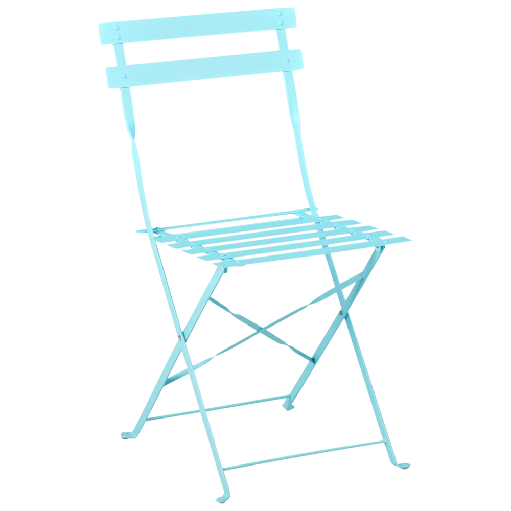 Set da Esterno 3 pezzi Tavolino e 2 Sedile Pieghevoli in Metallo Blu