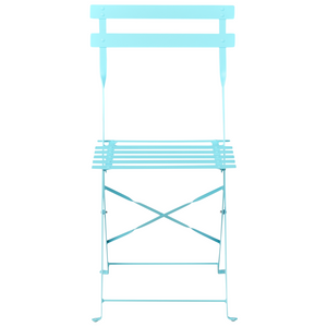 Set da Esterno 3 pezzi Tavolino e 2 Sedile Pieghevoli in Metallo Blu