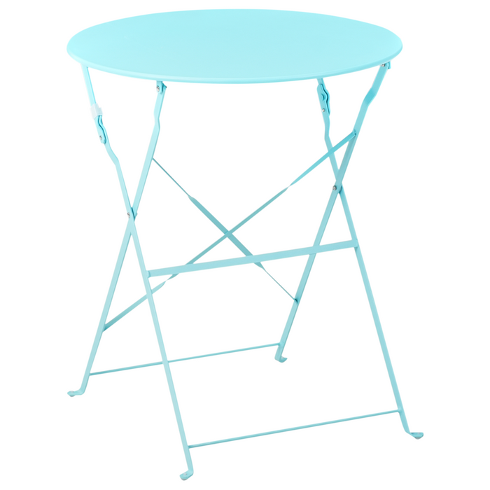 Set da Esterno 3 pezzi Tavolino e 2 Sedile Pieghevoli in Metallo Blu