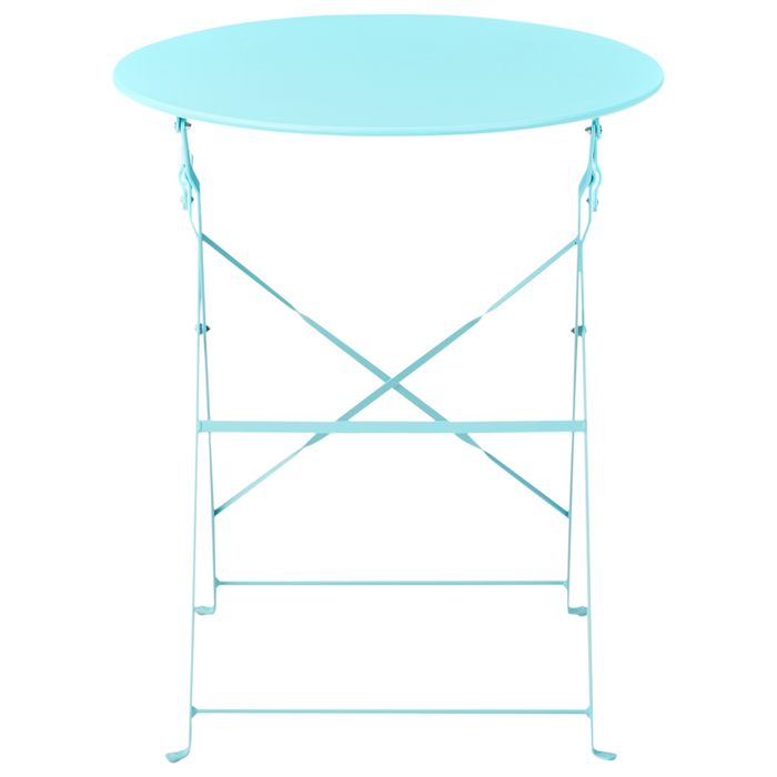 Set da Esterno 3 pezzi Tavolino e 2 Sedile Pieghevoli in Metallo Blu