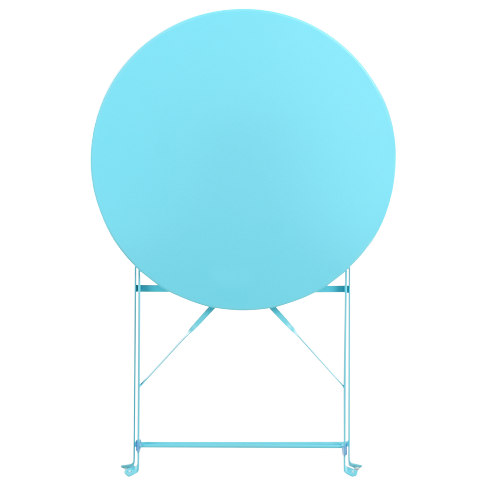 Set da Esterno 3 pezzi Tavolino e 2 Sedile Pieghevoli in Metallo Blu