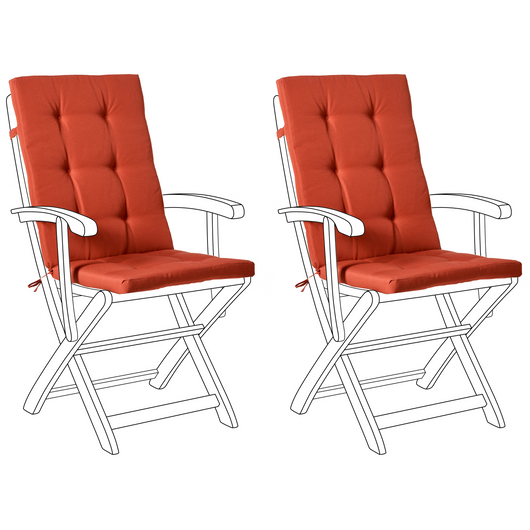Set di 2 cuscini per sedute e schienale da esterno con lacci rosso stile elegante giardino