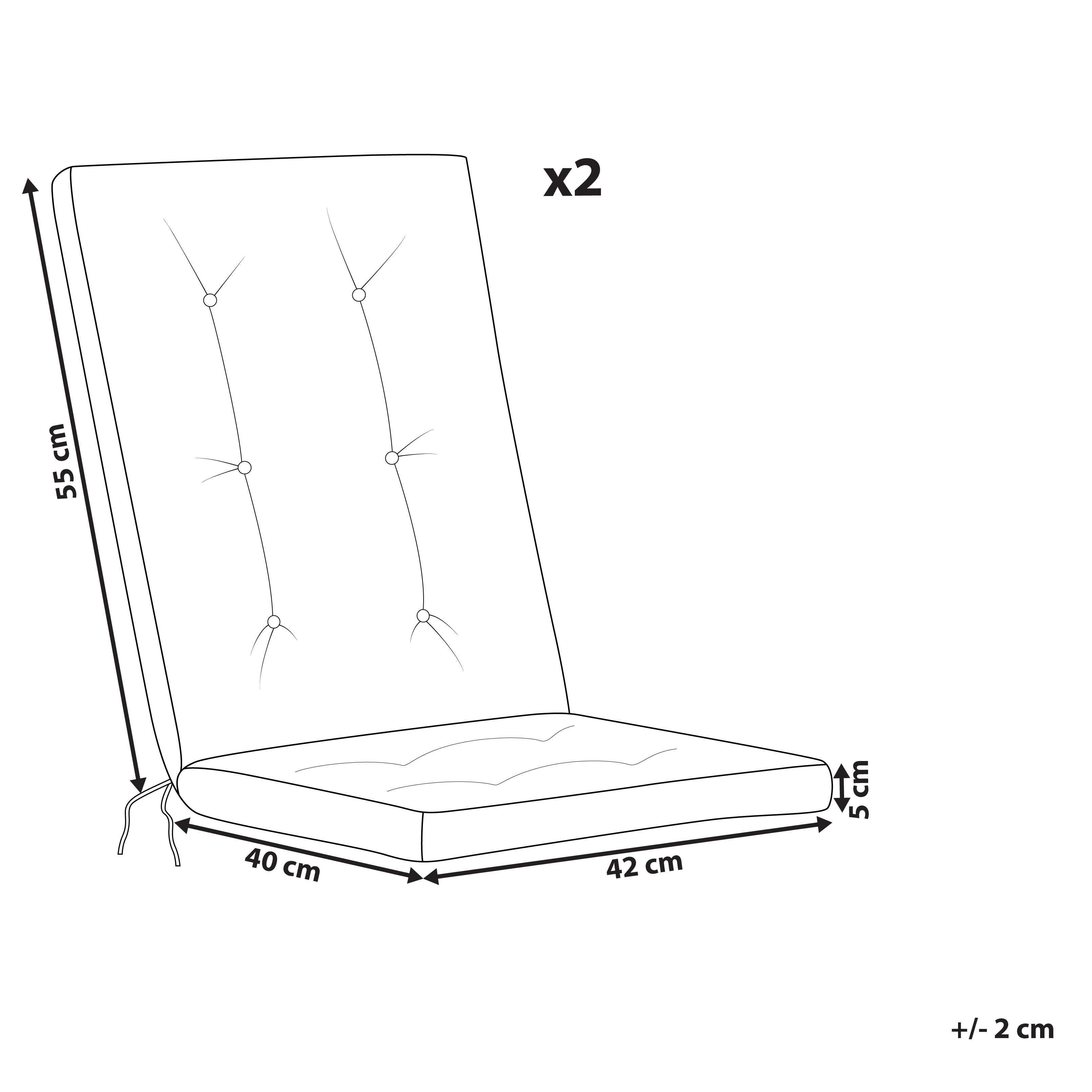 Set di 2 cuscini per sedute e schienale da esterno con lacci rosso stile elegante giardino