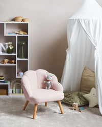 Poltrona per bambini con gambe in legno Rosa pastello cemeretta