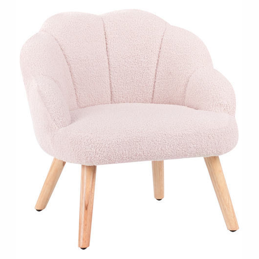 Poltrona per bambini con gambe in legno Rosa pastello cemeretta