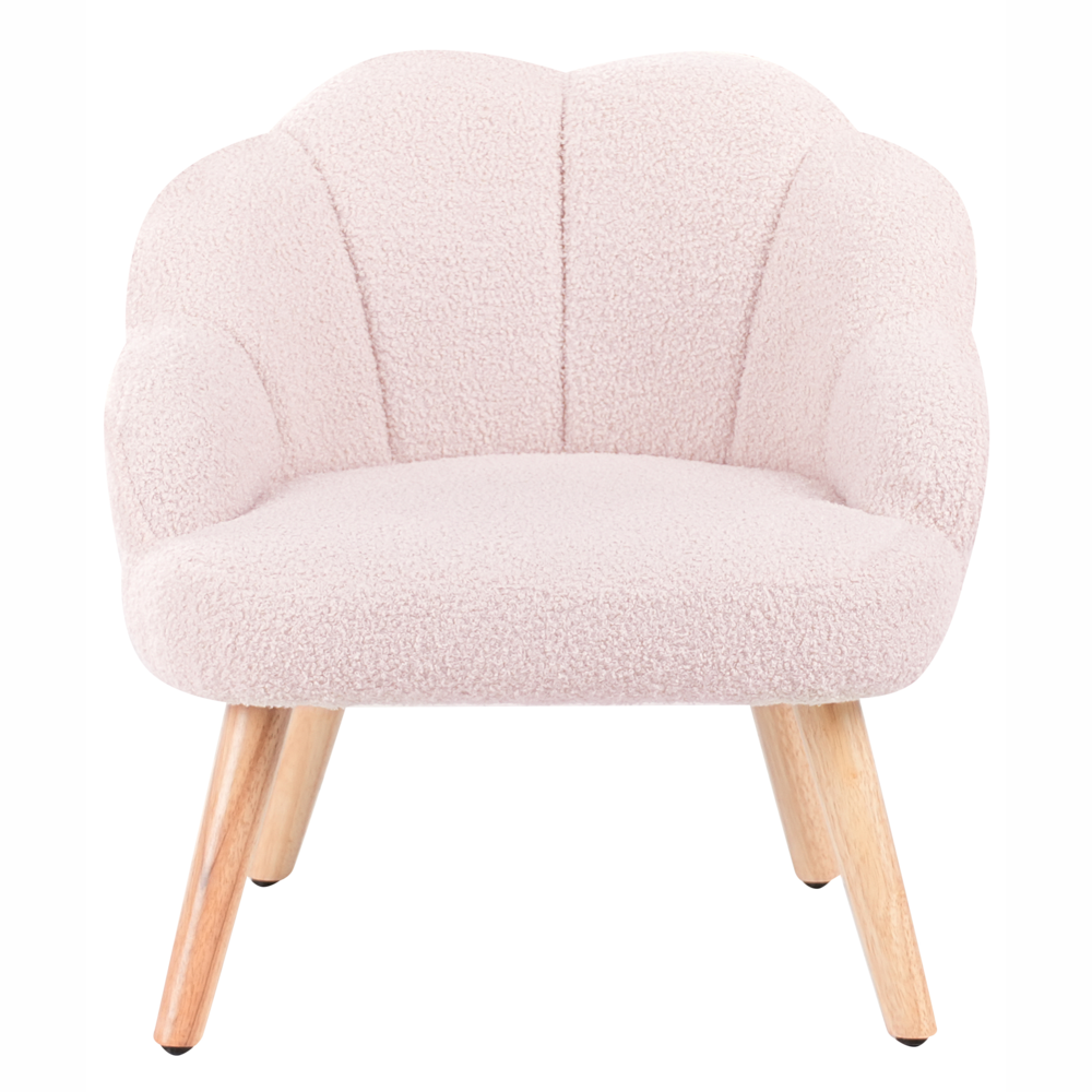 Poltrona per bambini con gambe in legno Rosa pastello cemeretta
