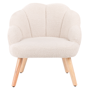 Poltrona per bambini con gambe in legno Rosa pastello cemeretta